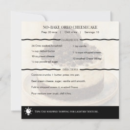 Tarjeta de Receta de Tarta de Queso Oreo Sin Horne