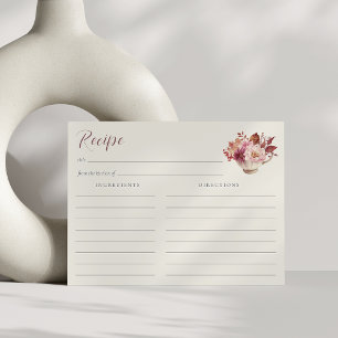 Tarjeta de Receta de Taza de Té Floral de Otoño pa