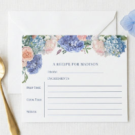 Tarjeta de receta de té de lluvia azul Hydrangea B
