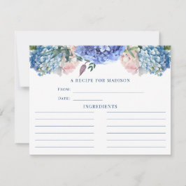 Tarjeta de receta de té de lluvia azul Hydrangea B