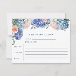 Tarjeta de receta de té de lluvia azul Hydrangea B