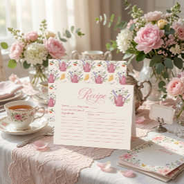 Tarjeta de Receta de Té Rosa Caprichosa para Despe