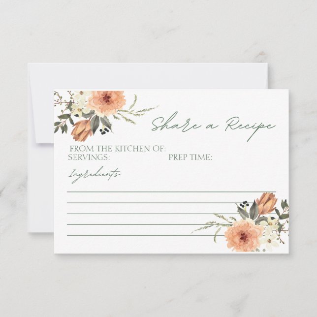 Tarjeta de Receta de Terracota Floral para Bridal  (Anverso)