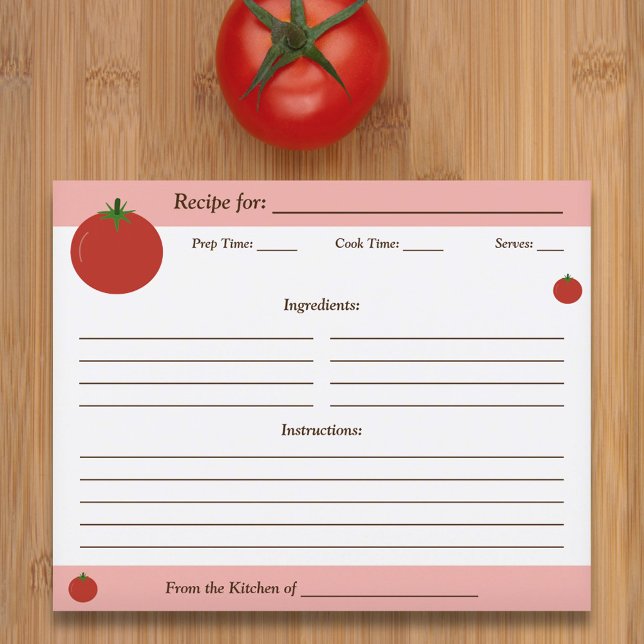 Tarjeta de Receta de Tomate (Tomato Recipe Card)