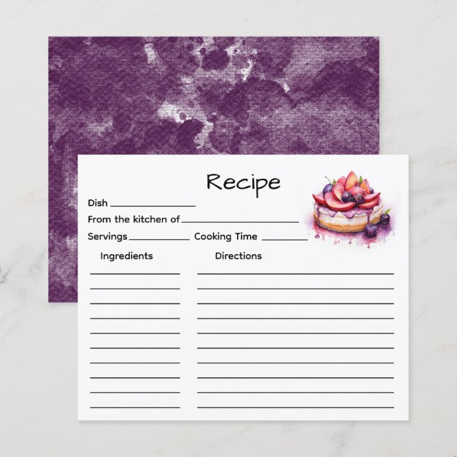 Tarjeta de Receta de Torta (Anverso / Reverso)