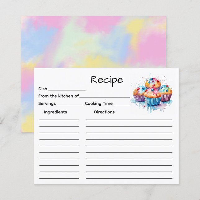 Tarjeta de Receta de Torta (Anverso / Reverso)