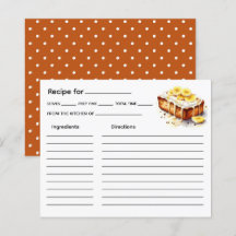 Tarjeta de Receta de Torta
