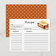 Tarjeta de Receta de Torta