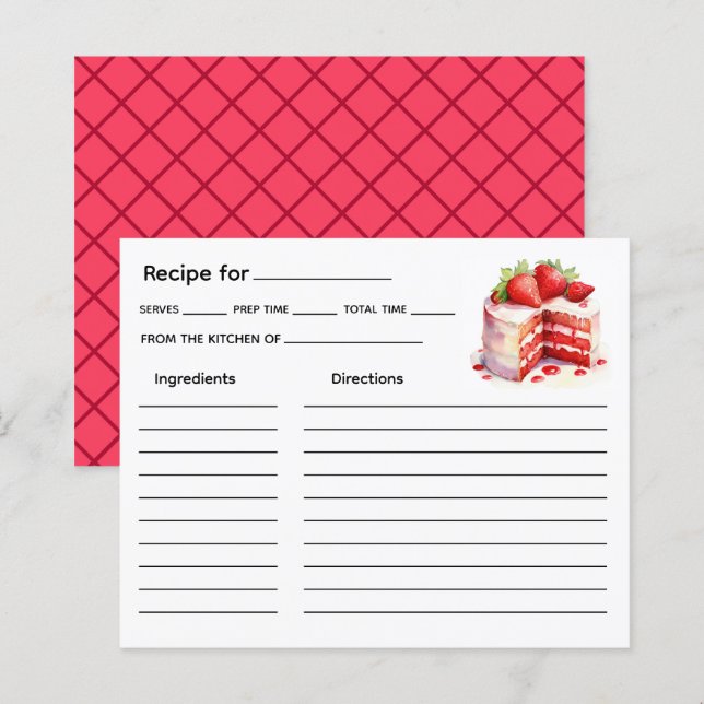 Tarjeta de Receta de Torta (Anverso / Reverso)