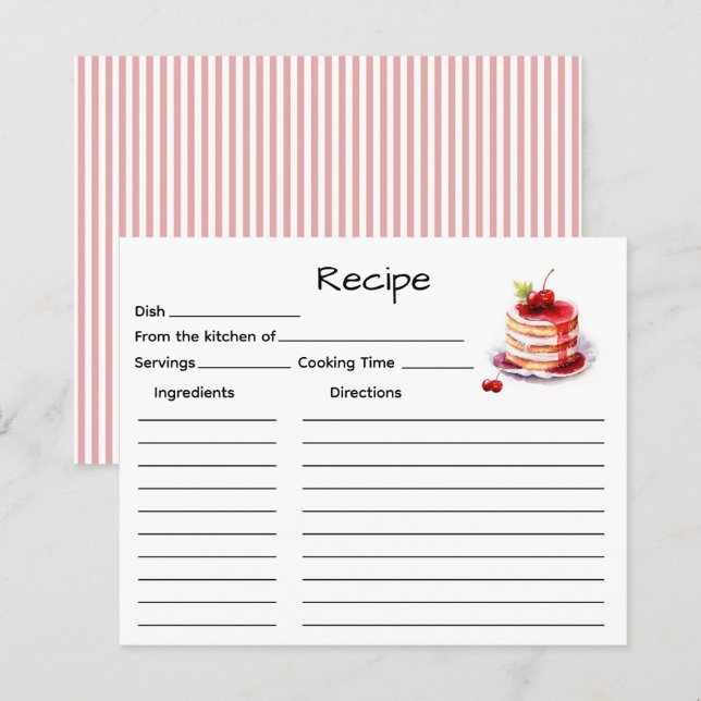 Tarjeta de Receta de Torta (Anverso / Reverso)