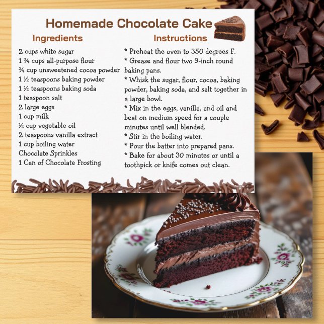 Tarjeta de Receta de Torta de Chocolate (Subido por el creador)