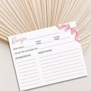 Tarjeta de Receta de Torta Nupcial con Lindo Lazo