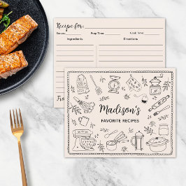 Tarjeta de Receta de Utensilios de Cocina Dibujado