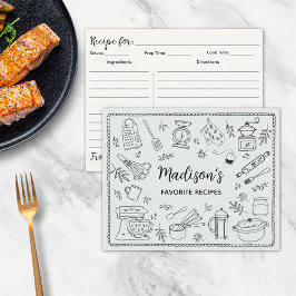 Tarjeta de Receta de Utensilios de Cocina Dibujado