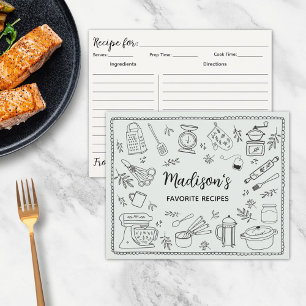 Tarjeta de Receta de Utensilios de Cocina Dibujado