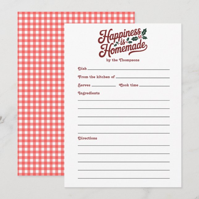 Tarjeta de receta de vacaciones de felicidad de gi (Anverso / Reverso)