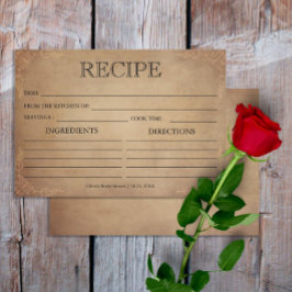 Tarjeta de receta de viejo pergamino rústico vinta