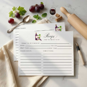 Tarjeta de Receta de Vino Antes de los Votos Tarje
