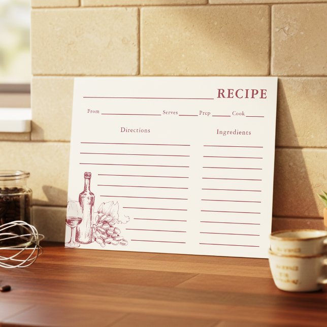 Tarjeta de receta de vino tinto oscuro Vino (Subido por el creador)