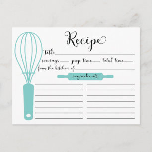 Tarjeta de receta de Whisk Azul con letras de mano