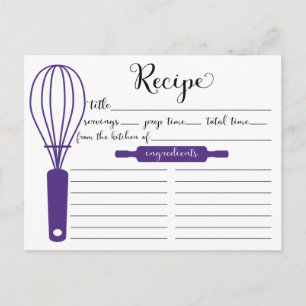 Tarjeta de receta de Whisk púrpura a mano