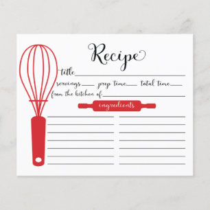 Tarjeta de receta de Whisk Rojo con letras de mano