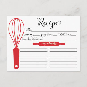 Tarjeta de receta de Whisk Rojo con letras de mano
