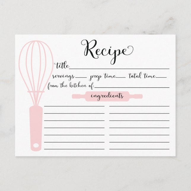 Tarjeta de receta de Whisk Rosado con letras de ma (Anverso)