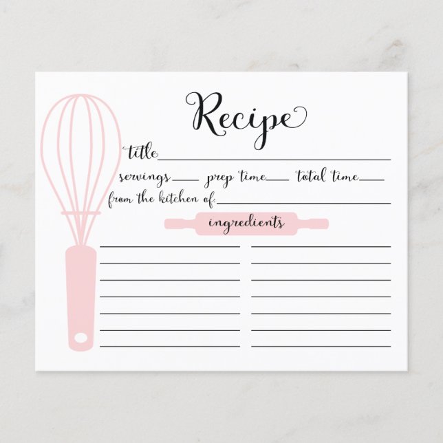 Tarjeta de receta de Whisk Rosado con letras de ma (Anverso)