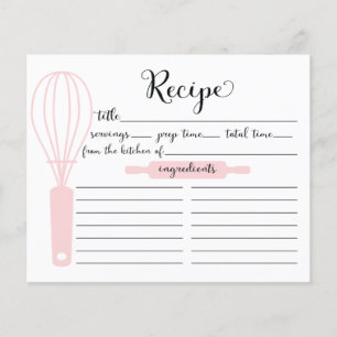 Tarjeta de receta de Whisk Rosado con letras de ma