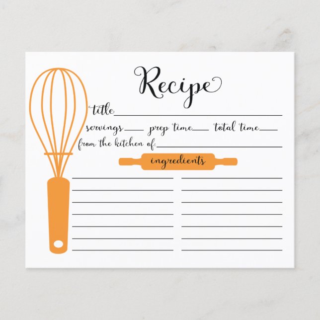 Tarjeta de receta de Whisk Tangerine con letras de (Anverso)