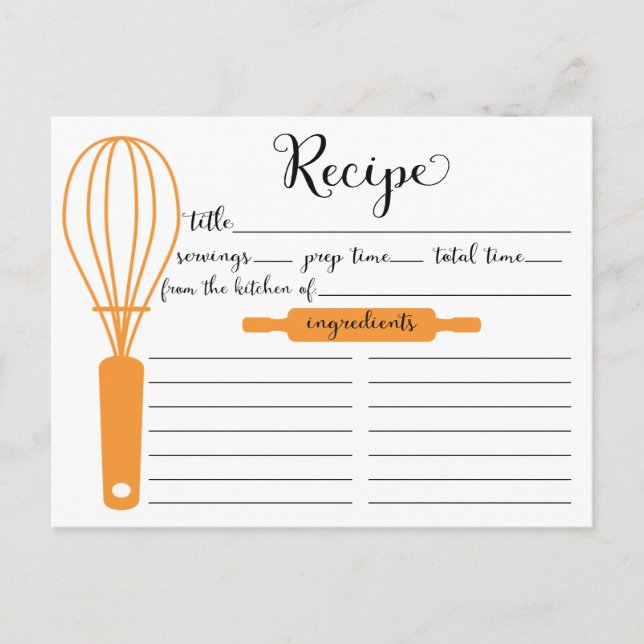 Tarjeta de receta de Whisk Tangerine con letras de (Anverso)