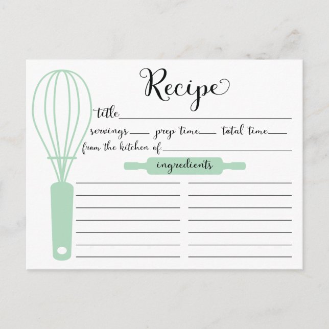 Tarjeta de receta de Whisk verde de la Casa de la  (Anverso)