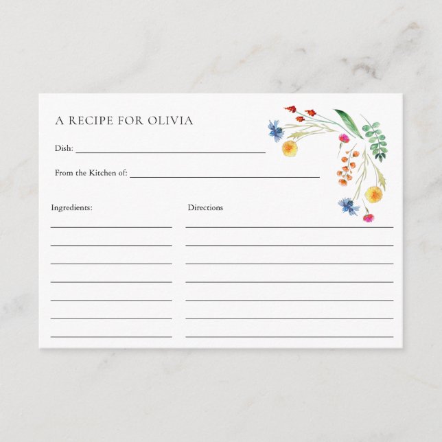 Tarjeta de receta de Wildflower Meadow Love in Blo (Anverso)