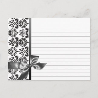 Tarjeta de receta del boda Damasco negro