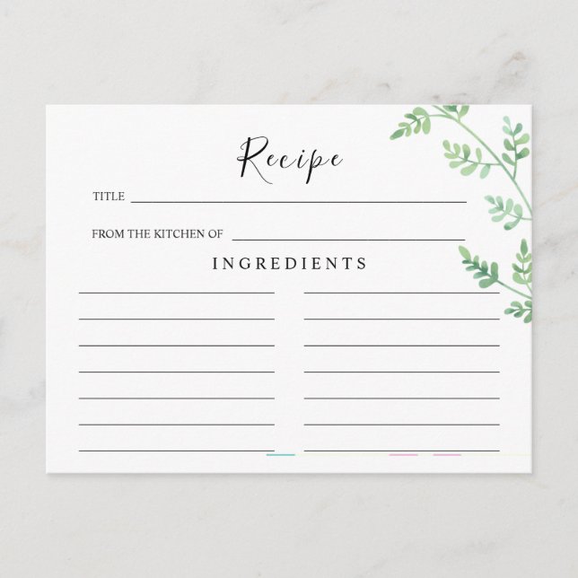 Tarjeta de receta del Boda de Eucalyptus Greenery (Anverso)