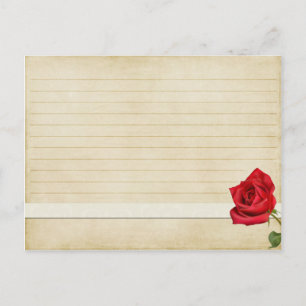 Tarjeta de receta del boda Rosa rojo vintage