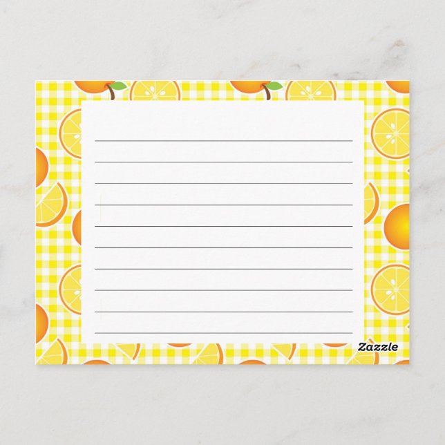 Tarjeta de receta del cítrico (Reverso)