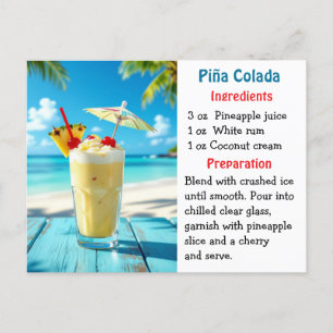 tarjeta de receta del Día Nacional de la Piña Cola