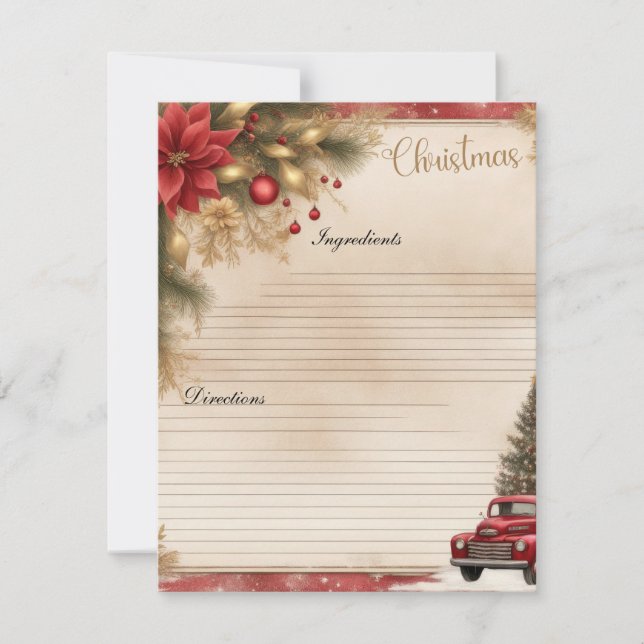 Tarjeta de receta del diario no deseado para navid (Anverso)