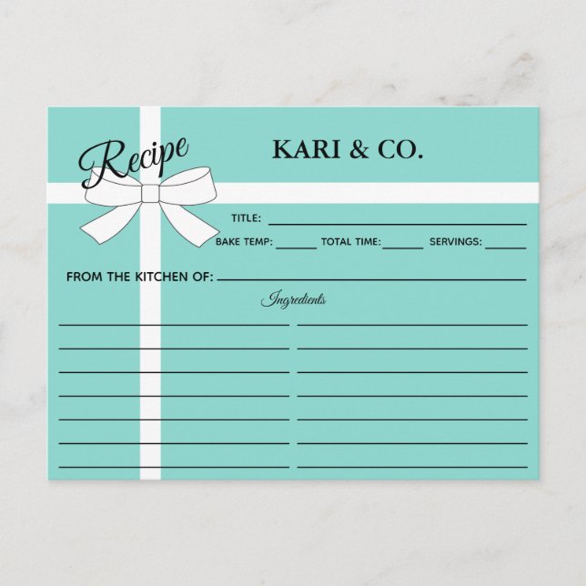 Tarjeta de receta del Fiesta de ducha personal BRI (Anverso)