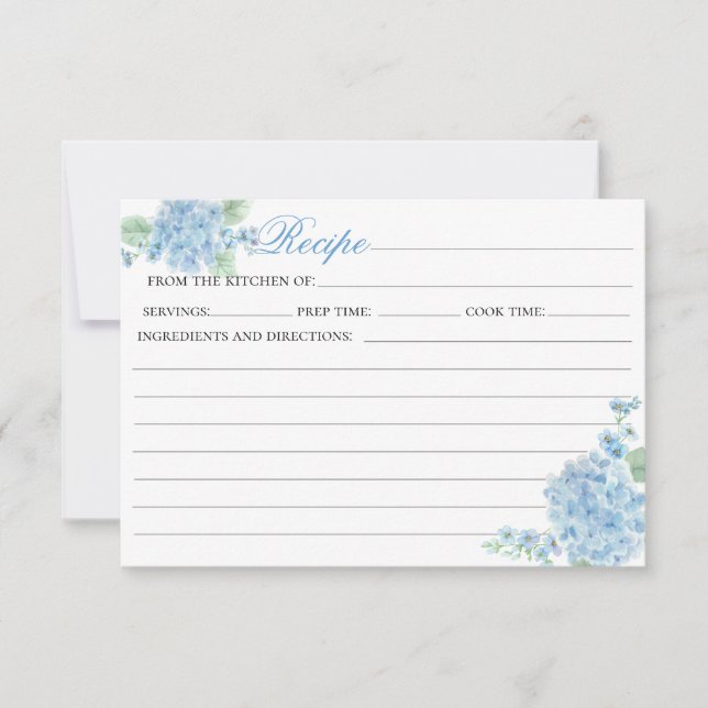 Tarjeta de receta del Jardín de flores de hidrange (Anverso)