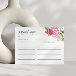 Tarjeta de receta del jardín del Rosa