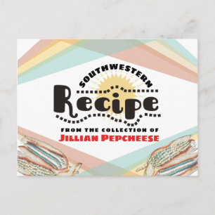 Tarjeta de receta del libro de cocina de maíz azul