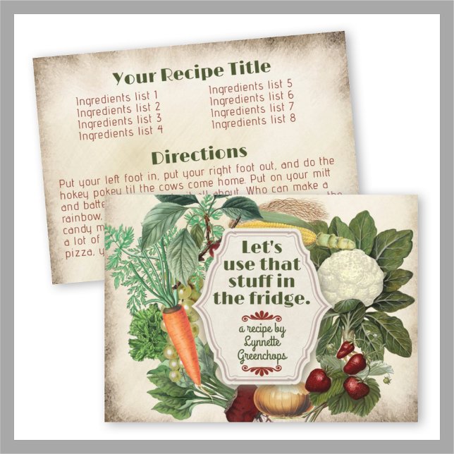 Tarjeta de receta del libro de cocina vegetal de f (Subido por el creador)