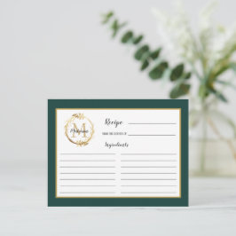 Tarjeta de receta del monograma de la fusión de or