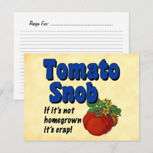 Tarjeta de receta del Personalizado Snob de tomate