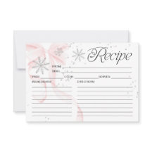 Tarjeta de Receta Doble Cara Copo de Nieve con Laz