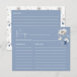 Tarjeta de receta Dusty Blue Floral Bridal Shower