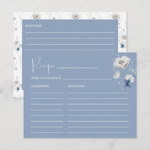 Tarjeta de receta Dusty Blue Floral Bridal Shower